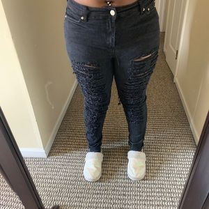 Black distressed jeans